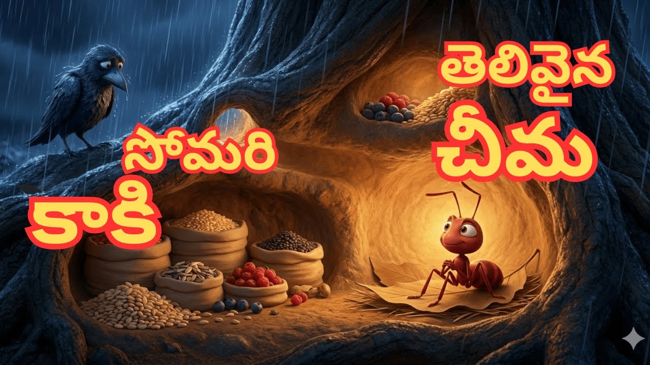 సోమరి కాకి - తెలివైన చీమ | The Lazy Crow and The Wise Ant in Telugu |TeluguWordyTales