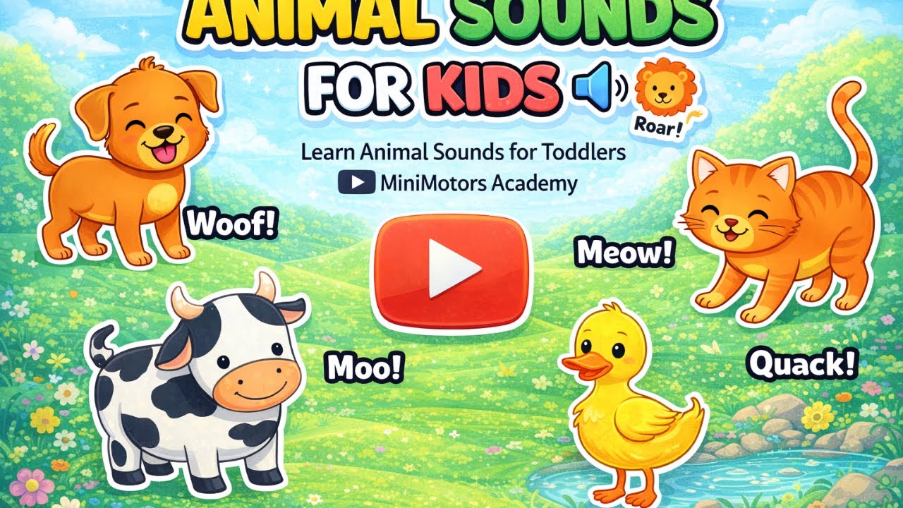 Animal Sounds for Kids 🔊🐶 | Learn Animal Sounds for Toddlers | MiniMotors Academy
