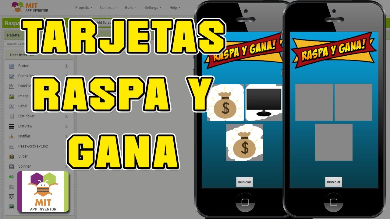 COMO CREAR TARJETAS RASPA Y GANA EN MIT App Inventor 2