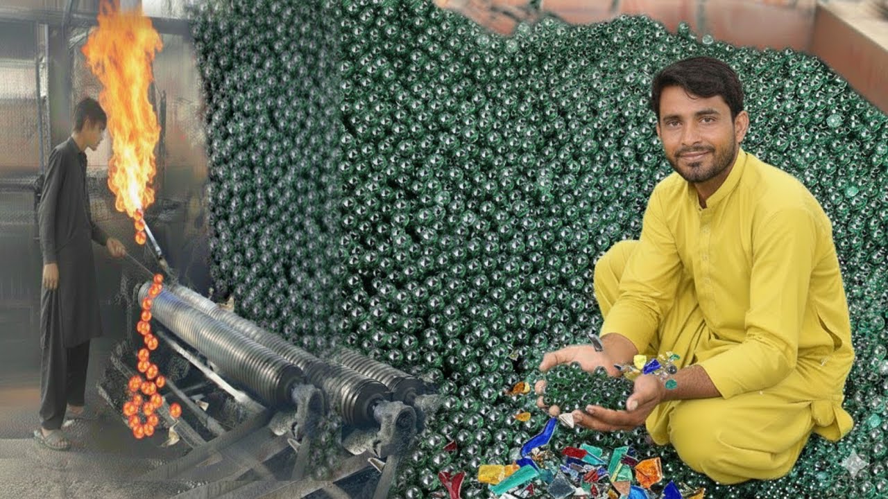 Amazing Transformation 😱 | How Waste Glass Becomes Beautiful Crystal Marbles! Mass Production 