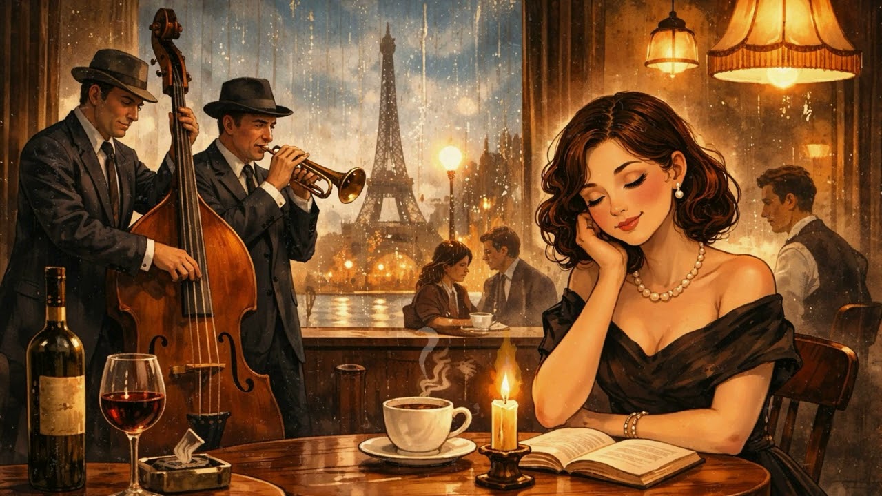 1 Hour Vintage Lo-Fi Jazz ☕ Yağmurlu Paris Café Ambience | Gildora Studio 