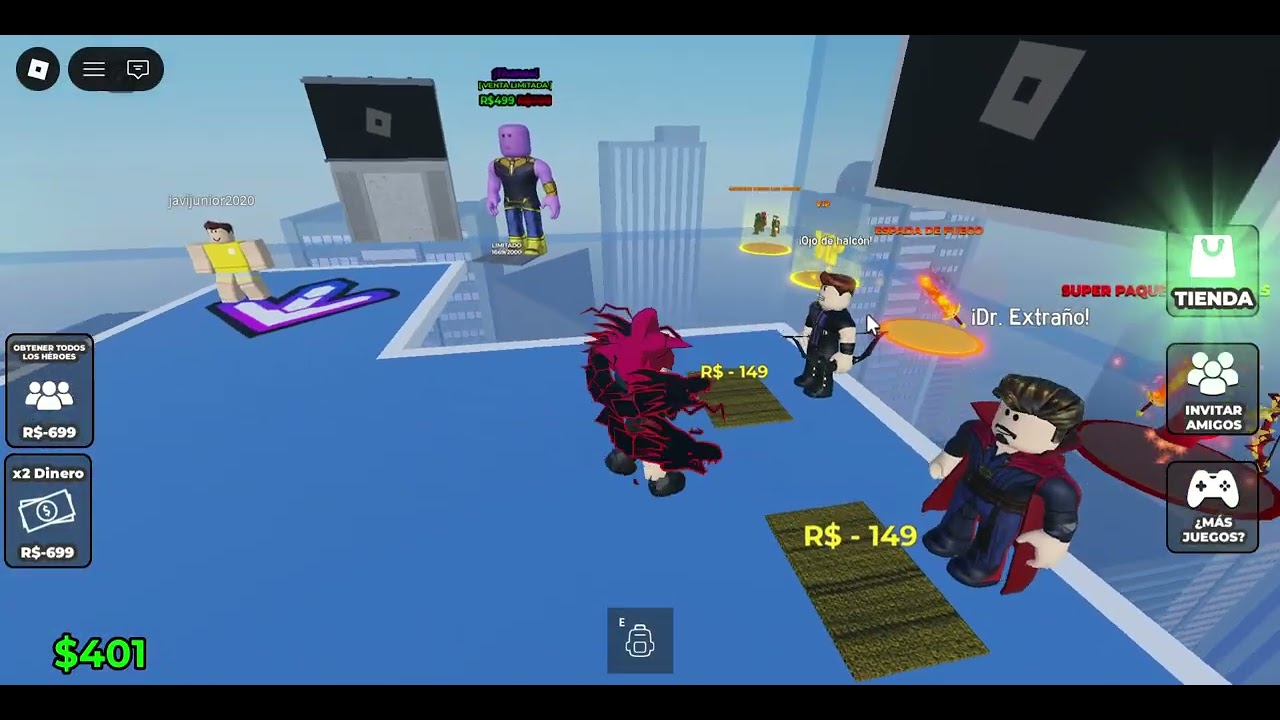 Roblox partida de Super Héroes