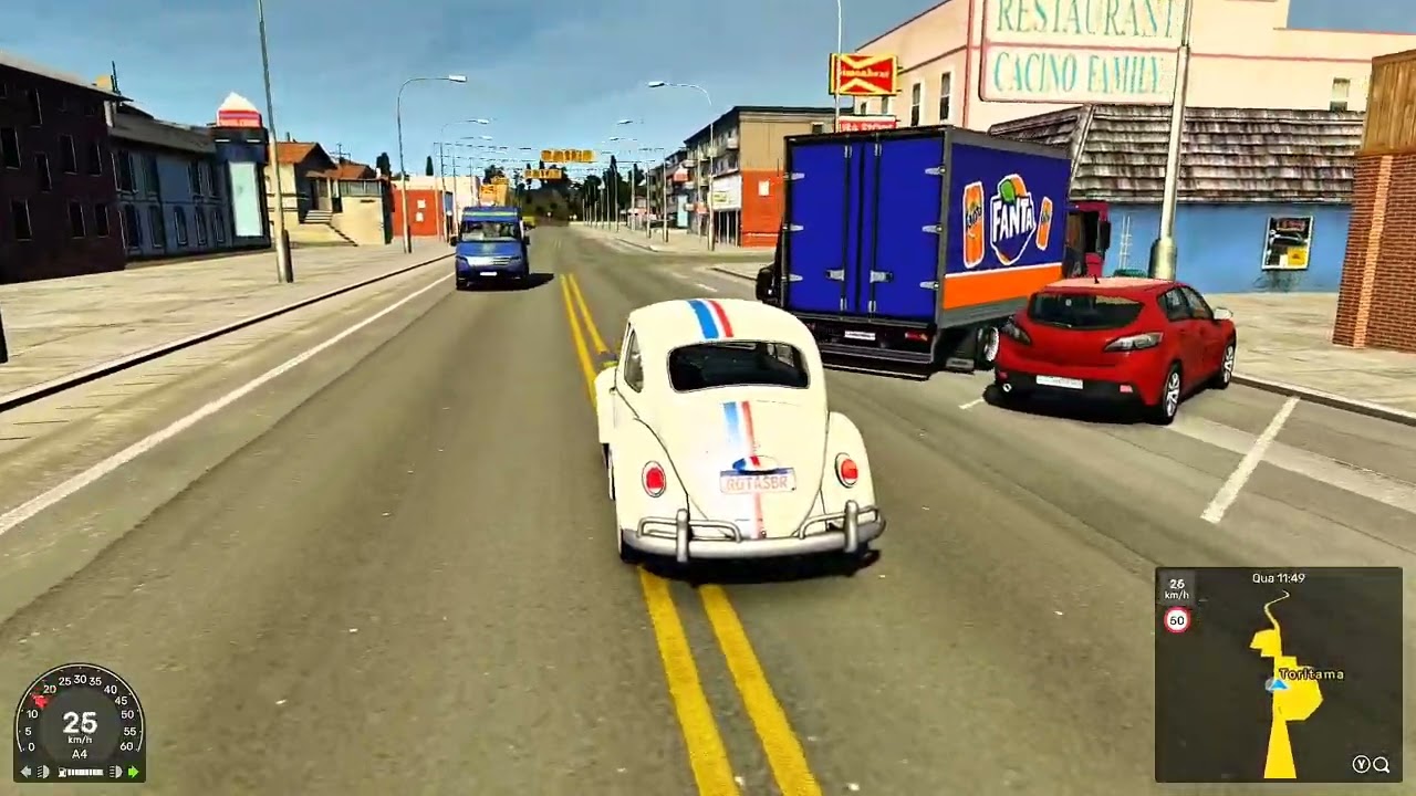 Jogando de fusca no controle no Euro Truck Simulator 2.....