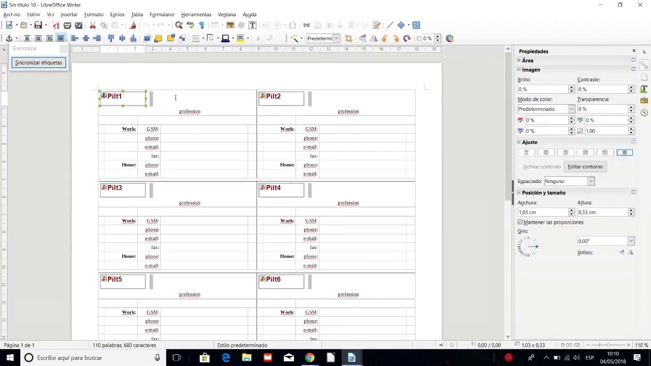 Plantillas en LibreOffice Writer
