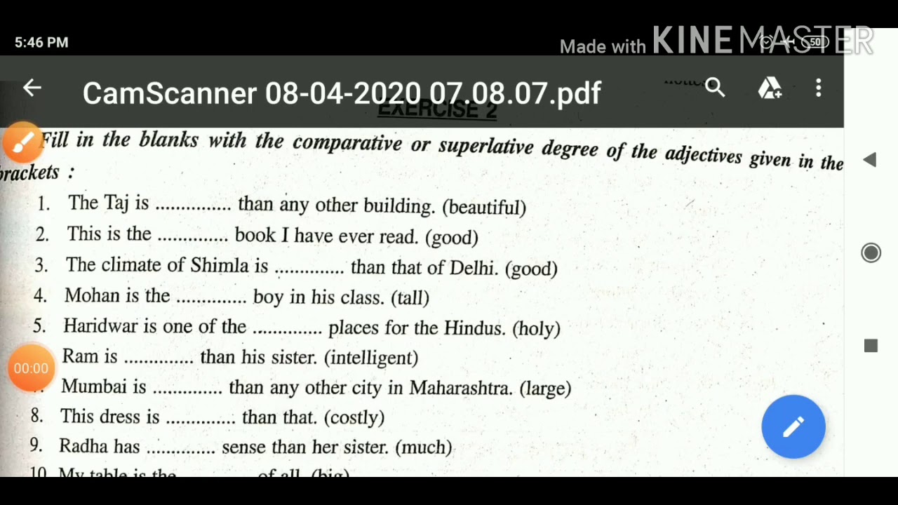Degree of adjectives exercise-2
