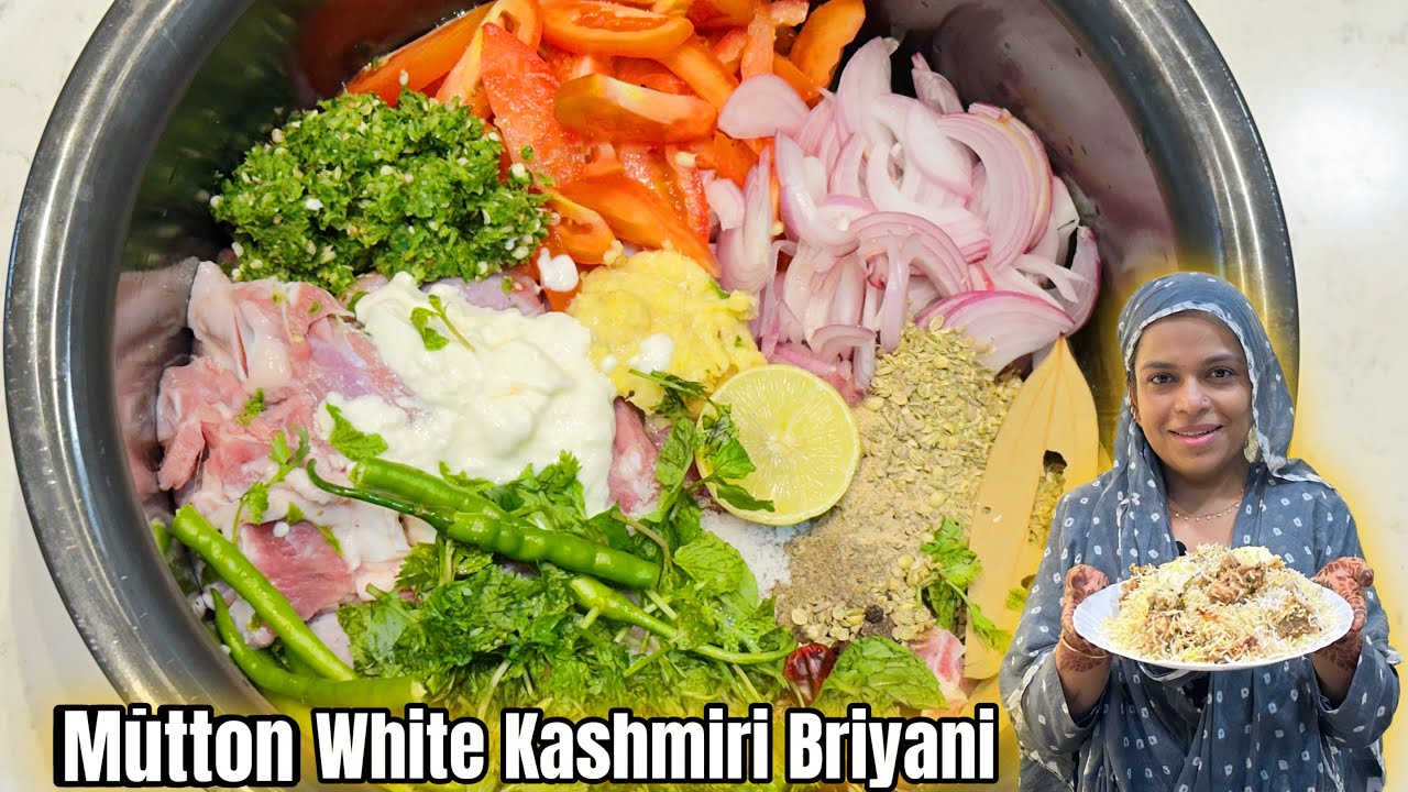 Mutton White Kashmiri Briyani | Kashmir Jaisi Briyani Banao Ab Ghar Mai | Kashmiri Mutton Briyani 
