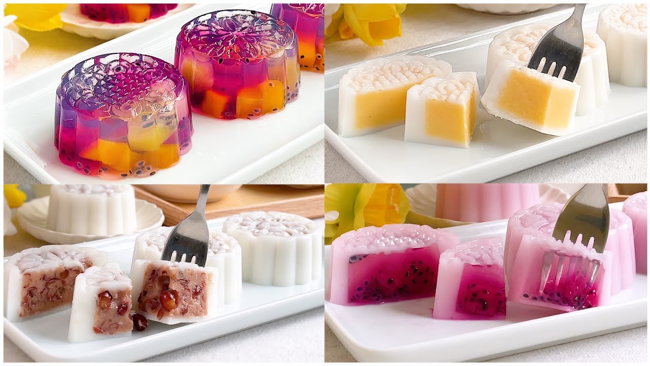 4 Easy Agar-agar Jelly Mooncake Recipes Compilation | 4款果冻燕菜糕月饼食谱