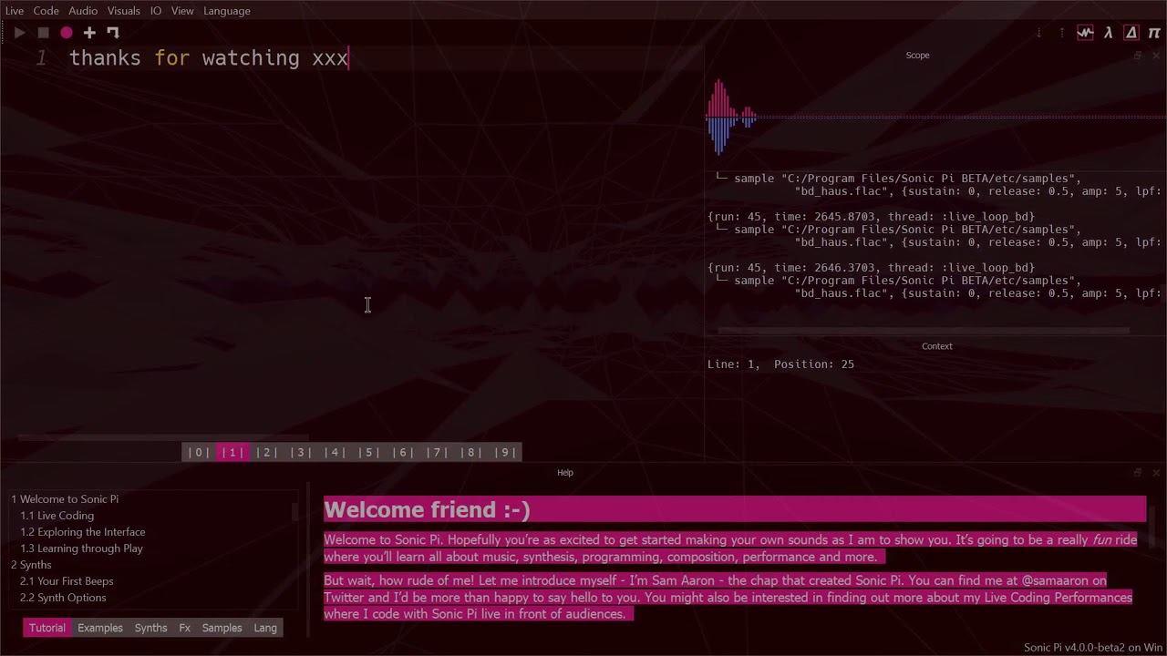 Sam Aaron Live Coding w/ Sonic Pi [Experimental Practice Session]