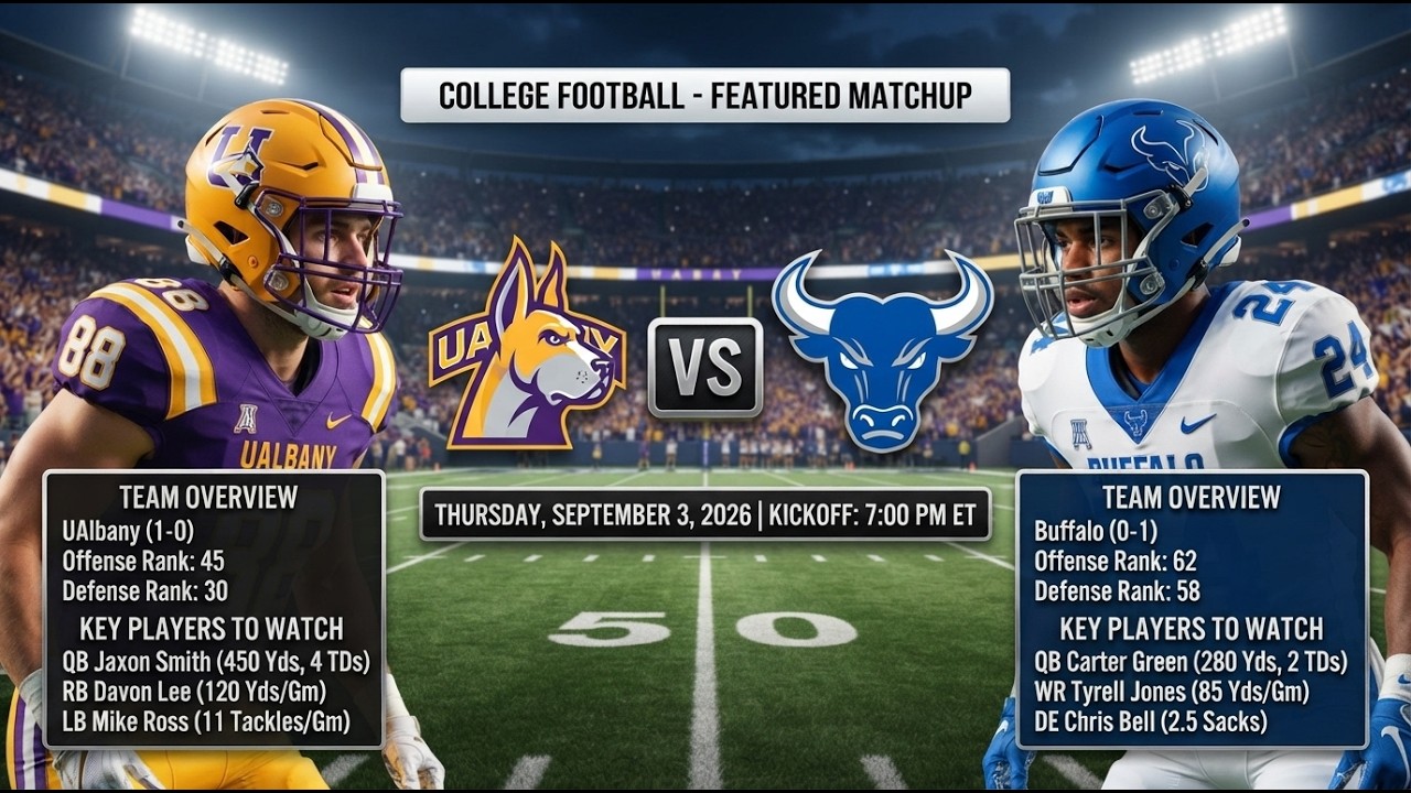 🔴 LIVE PREMIERE: UAlbany vs. Buffalo | College Football NCAAF