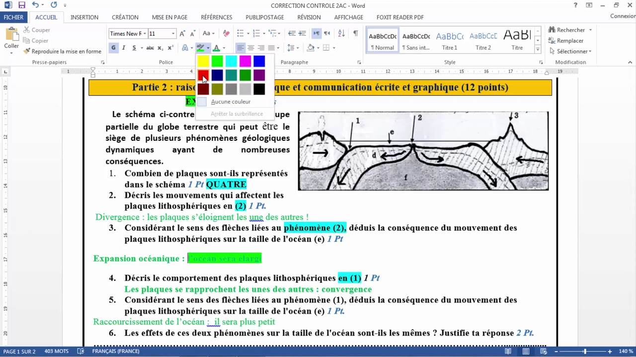 CONTRÔLE 1er SVT 2 AC (  TECTONIQUE DES PLAQUES ET SEISMES)