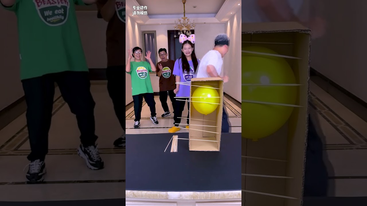 Pop The Balloon Challenge And Experience The Thrill Together #Funny #Partygame #Familychallenge
