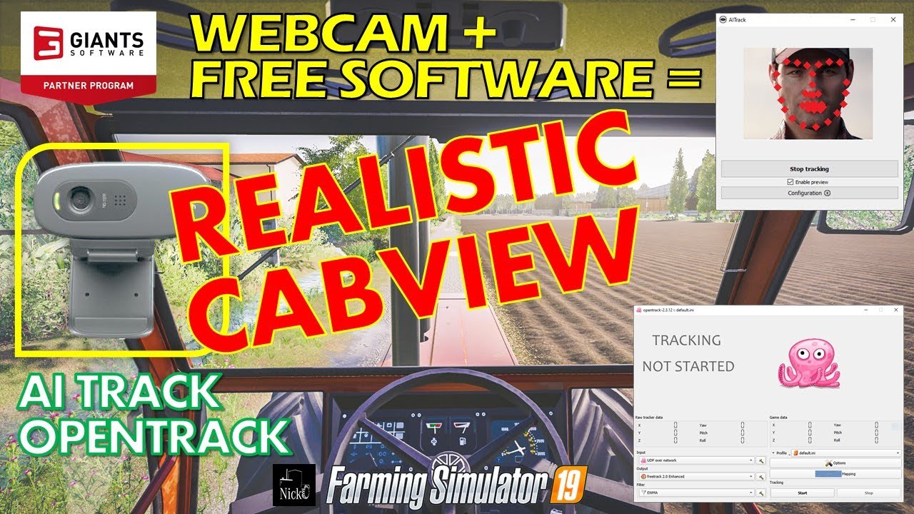 FS 19 👁‍🗨 TRACCIAMENTO DEL VOLTO: WEBCAM + FREE SOFTWARE = REALISTIC CABVIEW ! #nicko87