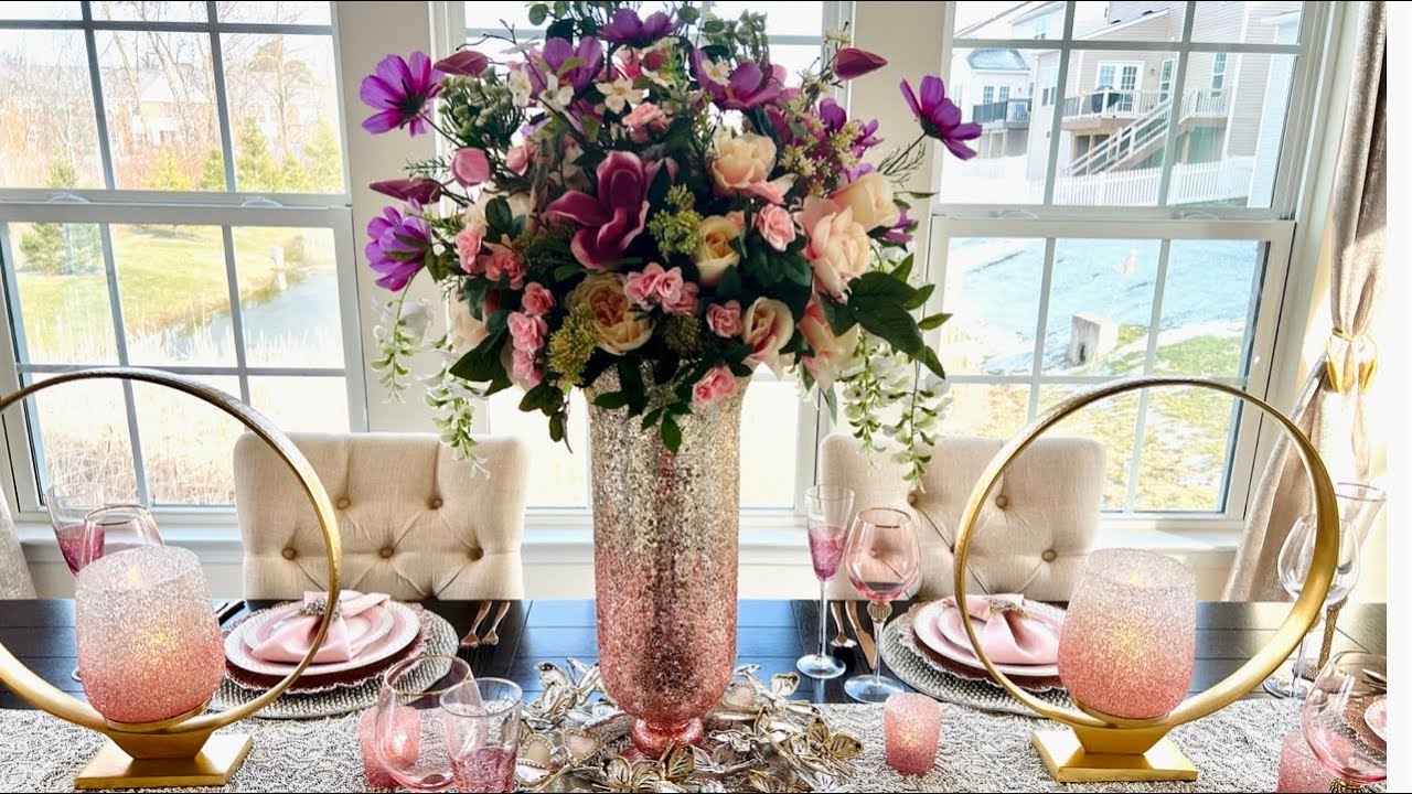 NEW* 2022 SPRING TABLESCAPE | OVER THE TOP GLAM TABLESCAPE | #decoratewithme #GLAM
