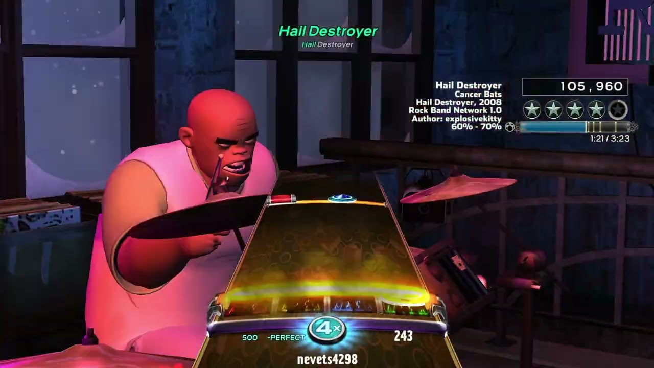 Hail Destroyer (2008) by Cancer Bats - Pro Drum Gold Rock Band 3 Deluxe RPCS3