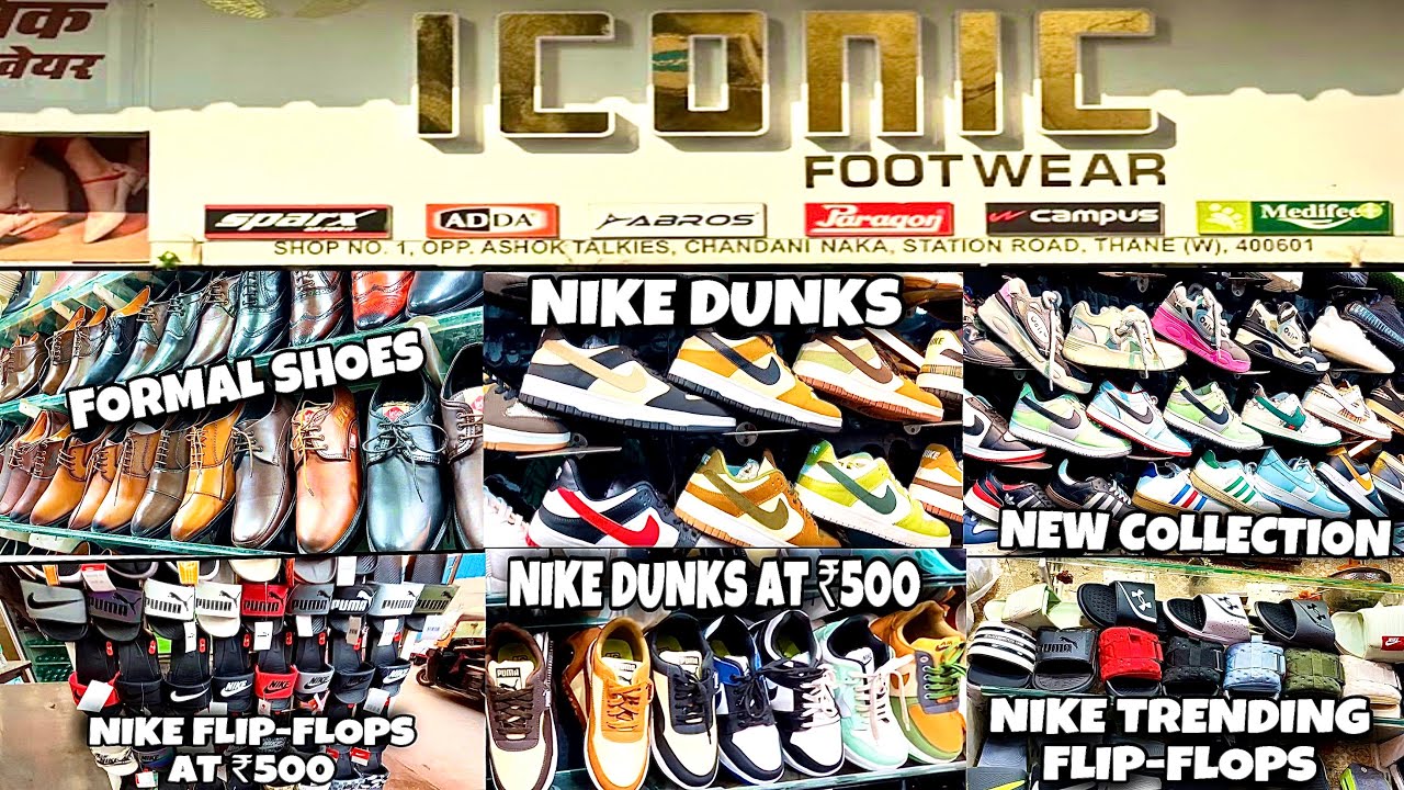 I GOT NIKE DUNKS AT JUST ₹499😱|ICONIC FOOTWEAR THANE😍|NIKE AIR JORDAN SHOES🤩|FLIP-FLOPS AT ₹500👀