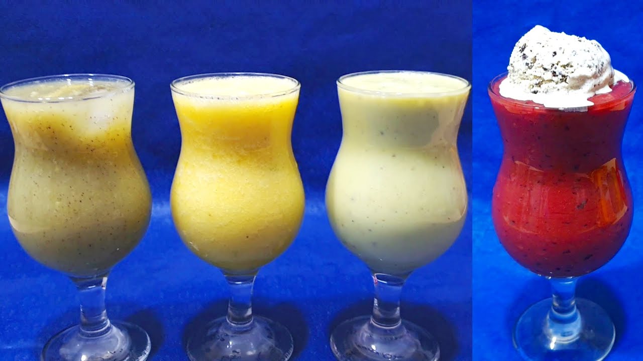 4 Types Of Fresh Fruit Juices | Tropical Juice Recipe | Four Different Types Of Fruit Juice Recipes