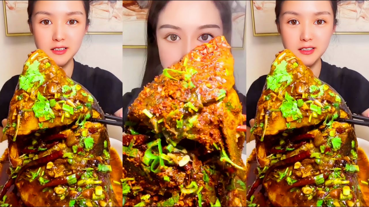 Eating Spicy Big Fish Fry Mukbang | Eating Fish Curry | ASMR Eating Videos