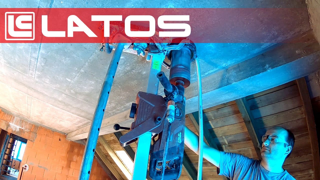 Wiertnica Hilti DD 150 + system DD WMS 100 - wiercenie stropu odwrócone na mokro od dołu.