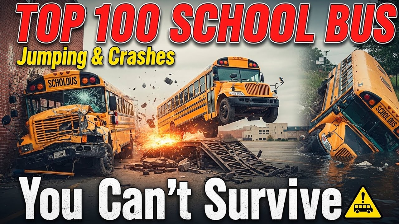 TOP 100 Bus Crash Compilation – BeamNG Drive School Bus Jumps & Crashes