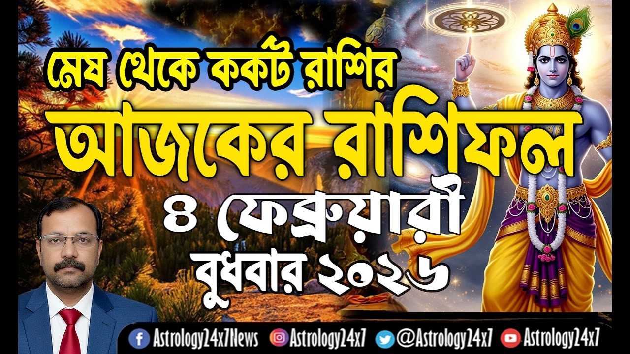 04 ফেব্রুয়ারি   2026 রাশিফল | মেষ  থেকে কর্কট রাশির ভবিষ্যৎ | 04 February Rashifal | Ajker Rashifal