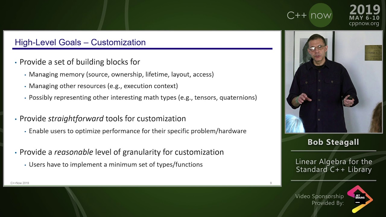 C++Now 2019: Bob Steagall “Linear Algebra for the Standard C++ Library”