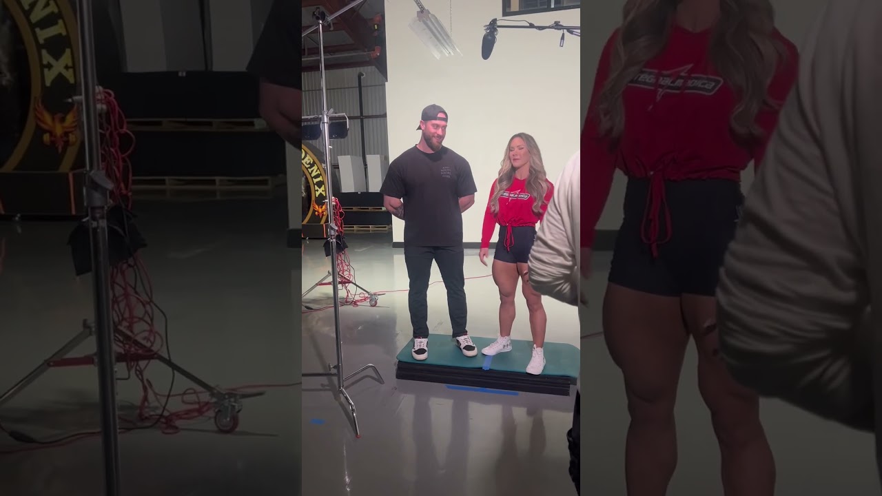 Cbum e Francielle Mattos na sede do Olympia.