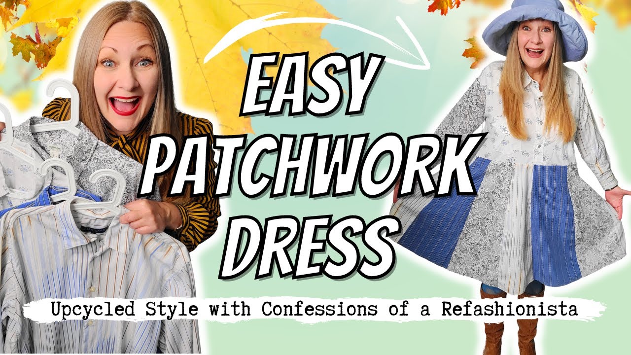 How to Upcycle Shirts to Make a Patchwork Dress (with an easy panel circle skirt)