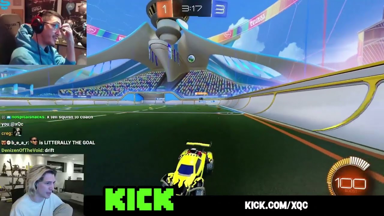 xQc только что научился тормозить в Rocket League с участием Squishy 💀