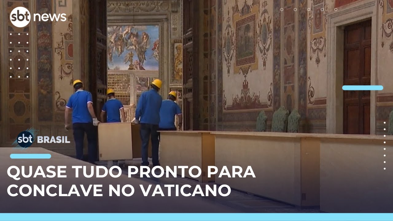 Vaticano divulga últimos preparativos para Conclave na Capela Sistina | SBT Brasil (03/05/25)