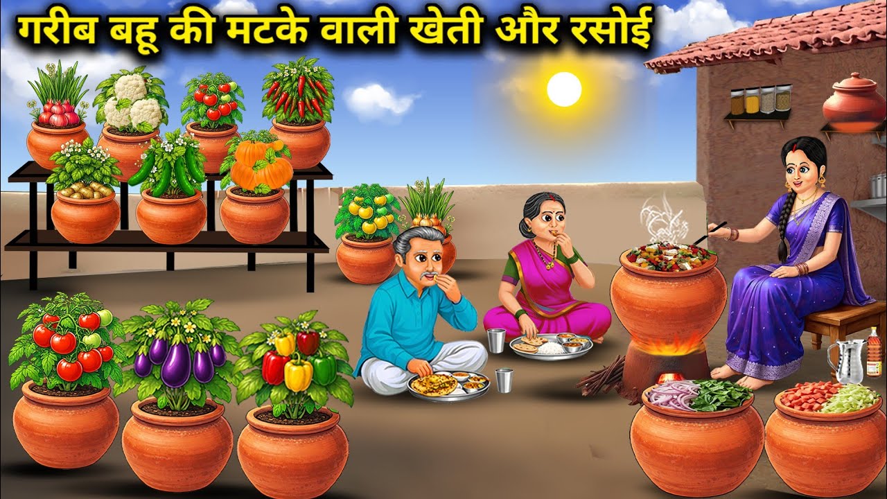 गरीब बहू की मटके वाली खेती और रसोई |The Poor Daughter-in-Law's Pot Farming and Kitchen|Cartoon Video