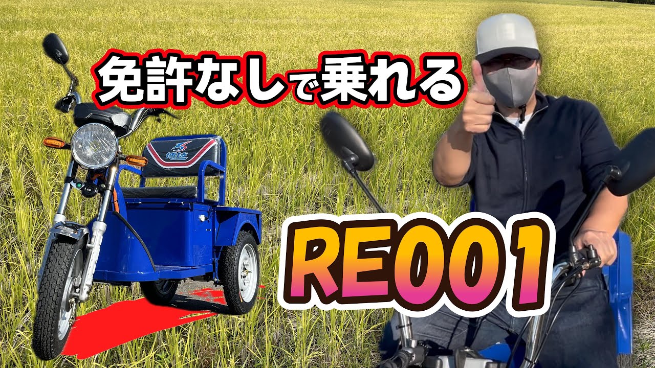 16歳以上なら免許無しで乗れる 3輪 電動 バイク　リュウド RE001 ｜ 特定小型原動機付自転車 （ Dチャリ ）　#免許返納    #電動アシスト自転車 #電動キックボード