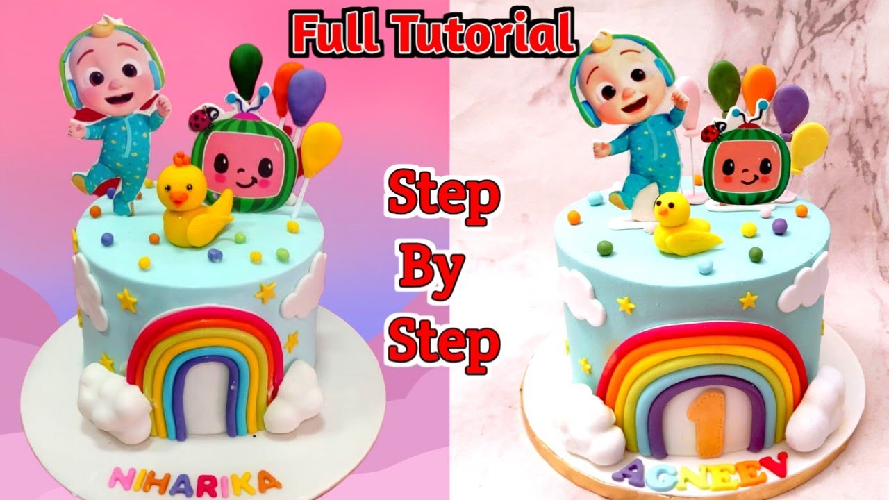 Cocomelon Rhymes 1st Birthday Cake | Cocomelon Theme Cake Design | #cocomeloncake