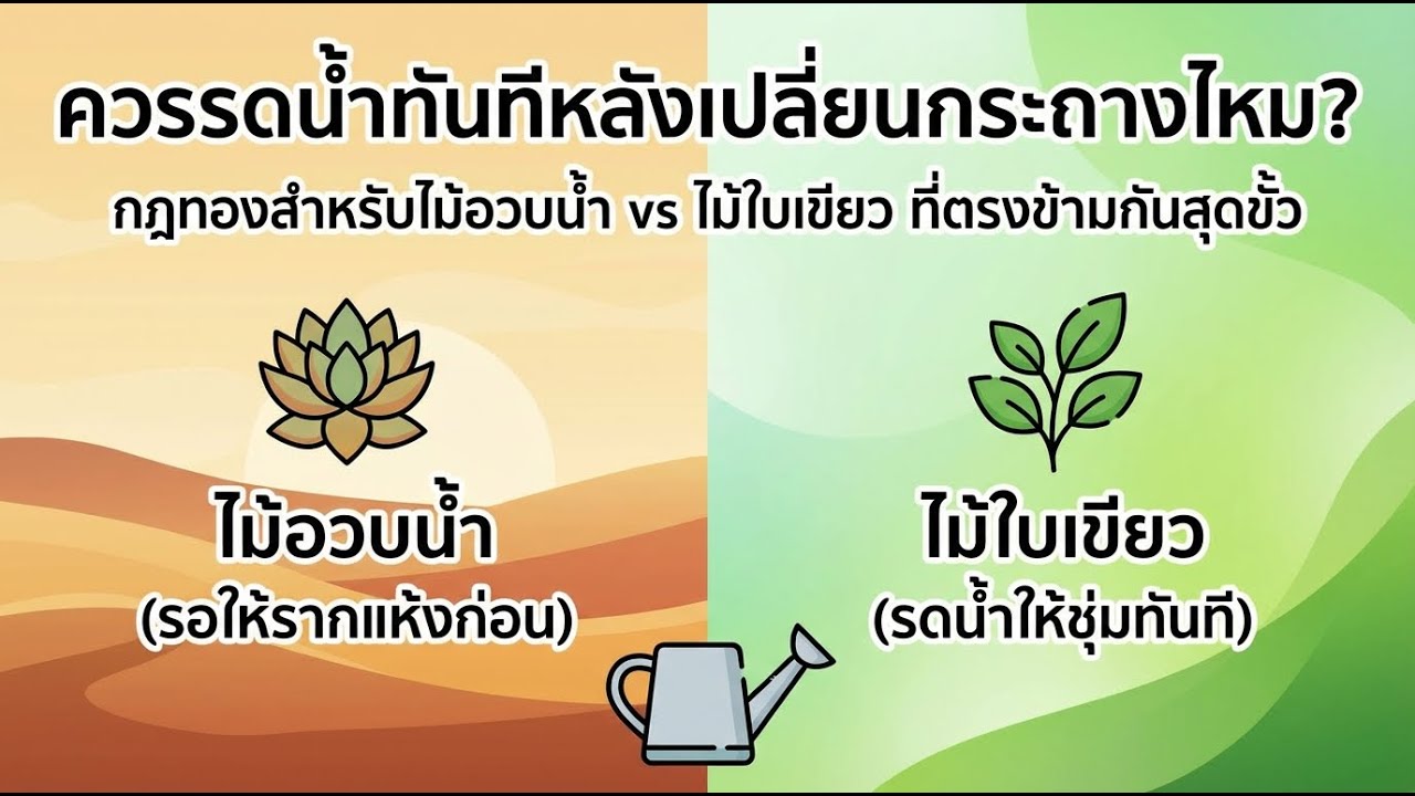 ควรรดน้ำทันทีหลังย้ายกระถางไหม? กฎทองของการปลูกต้นไม้