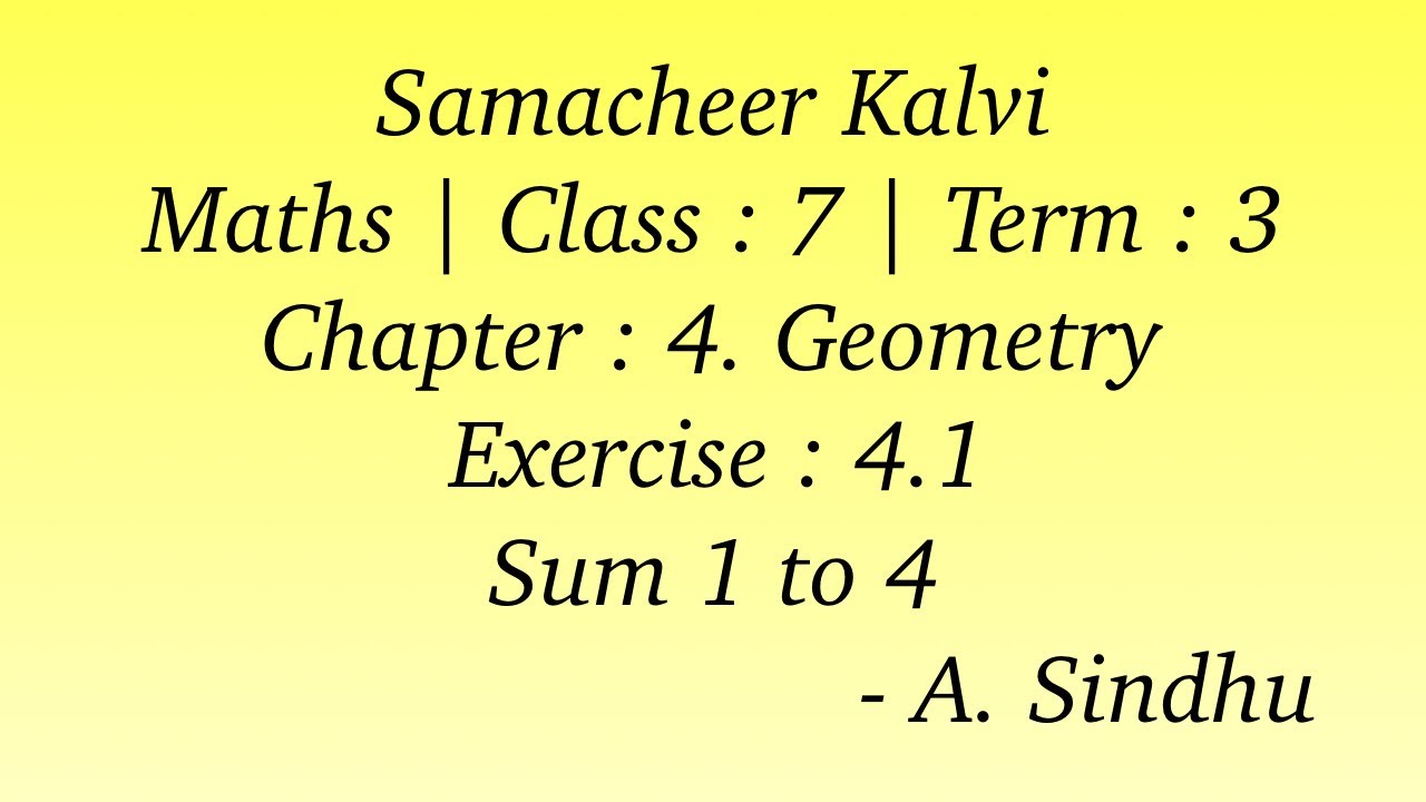 7th Maths Samacheer | Term 3 | Chapter 4 | Geometry | Exercise 4.1 Sum 1 to 4