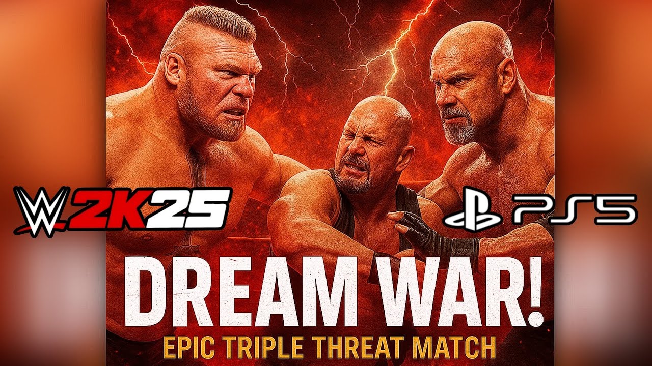 EPIC Dream Match | Brock Lesnar vs Stone Cold vs Goldberg | Full Match | WWE 2K25 PS5 Gameplay