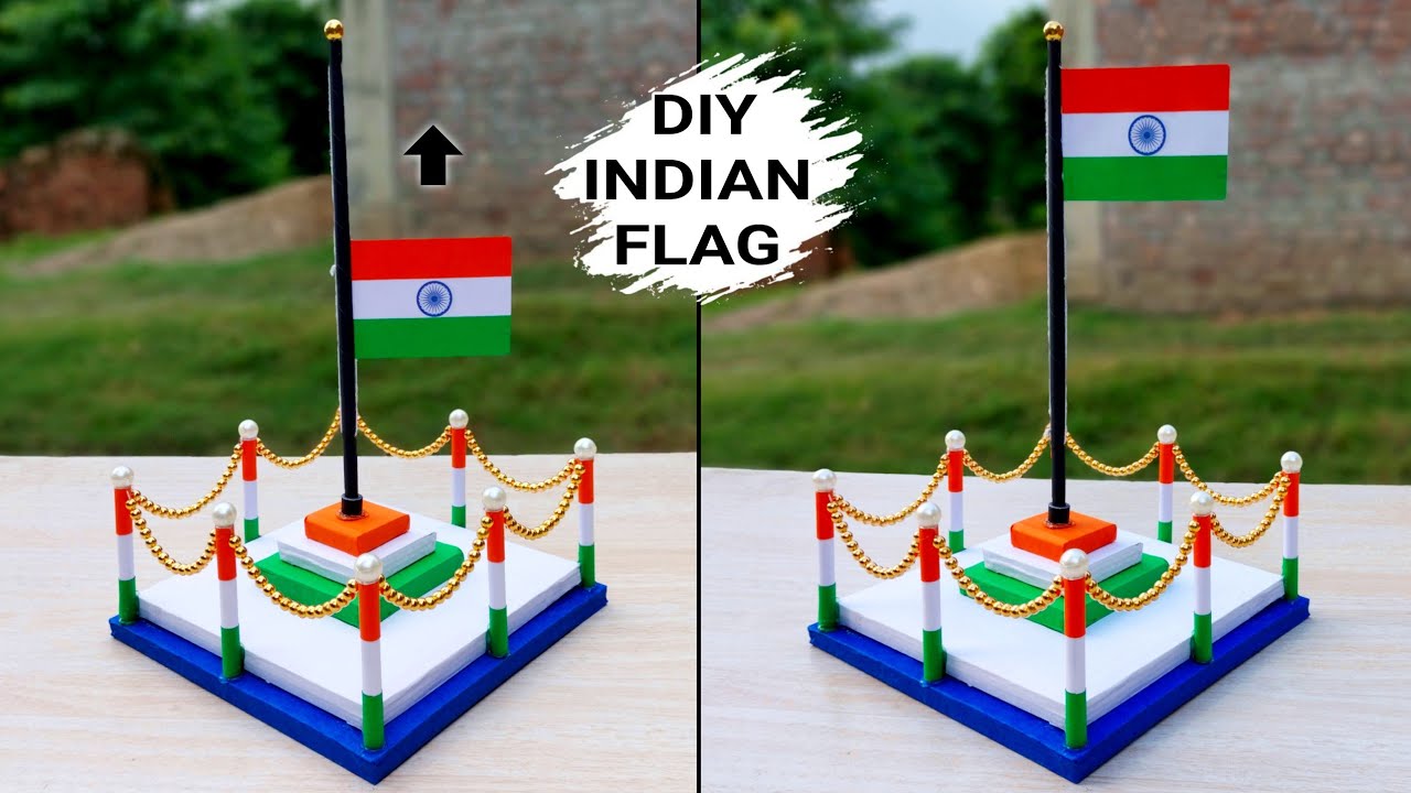 DIY Independence day flag hoisting craft // How to make INDIAN flag with paper // 15th August craft