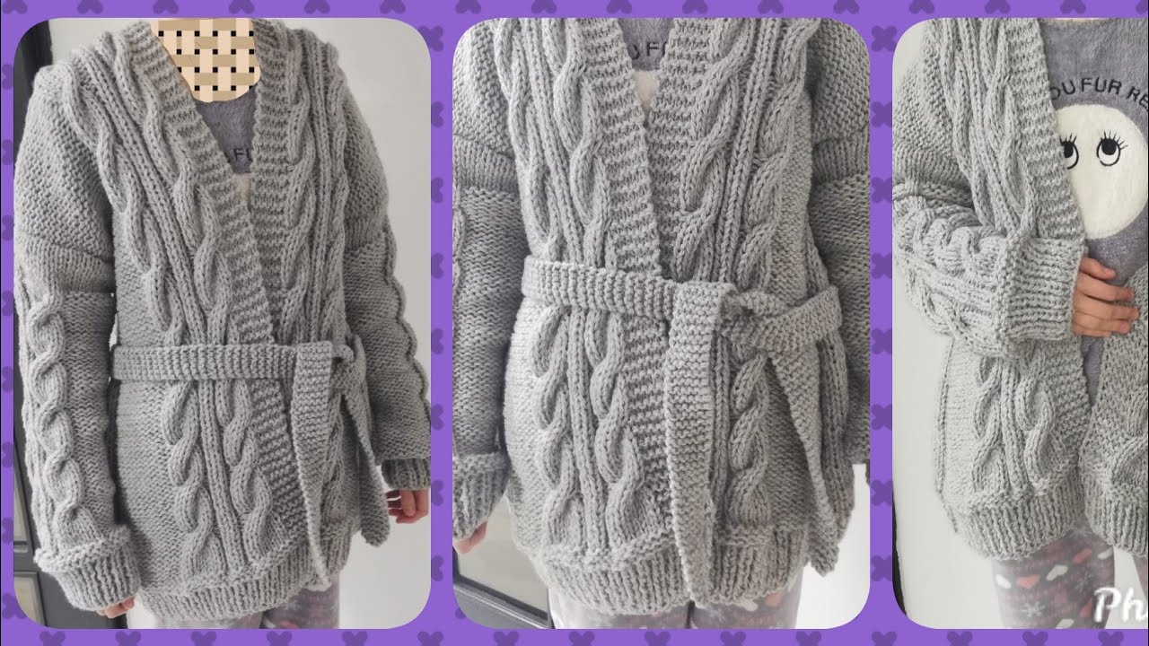 طريقة عمل جاكيت تريكو قياس كبير للسيدات| Knitting chunky Jacket/1