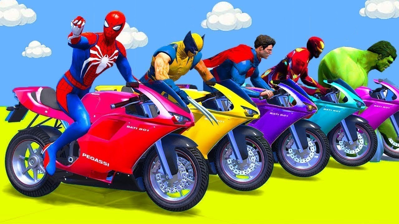 SPIDER MAN against STUNT RAMP on Motorcycle in RAINBOW SPIDERS BRIDGE GTA MULTIVERSE