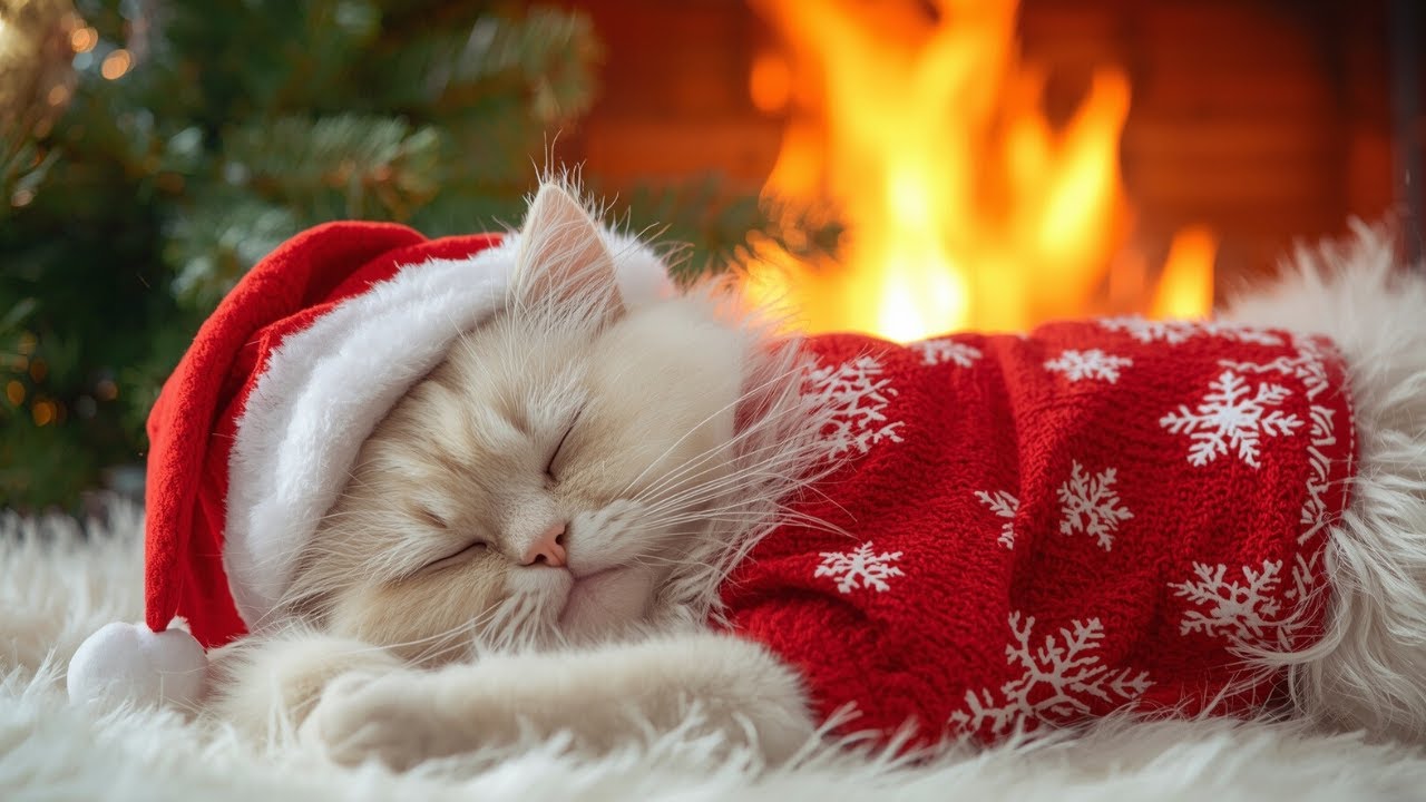 Cat Music for Stress Relief 🎵 Peaceful Fireplace Crackles for Soothing Your Anxious Cat