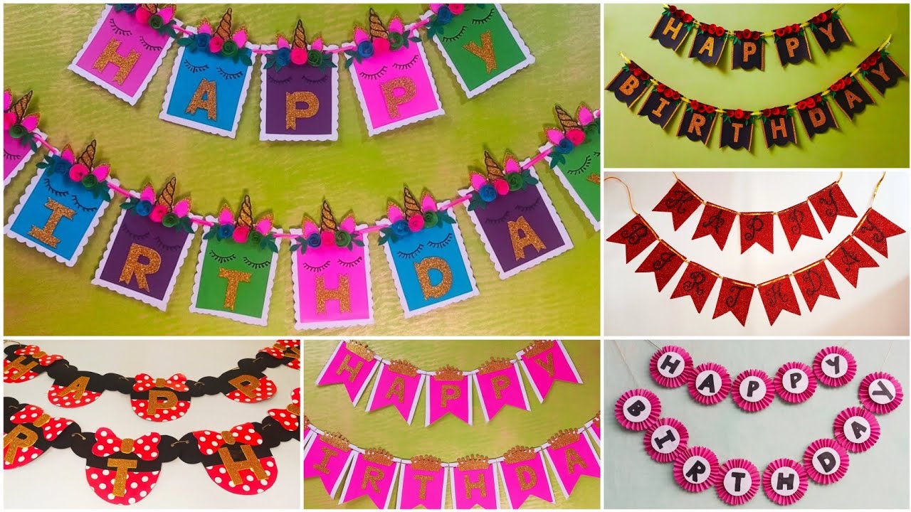 6 Beautiful and Easy Birthday Banner Making Ideas With Paper | Birthday Banner Making Ideas at Home