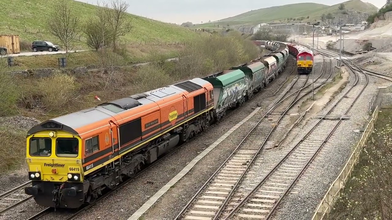 Freightliner, GBRF and DB Schenker at Peak Forest on 15th April 2025