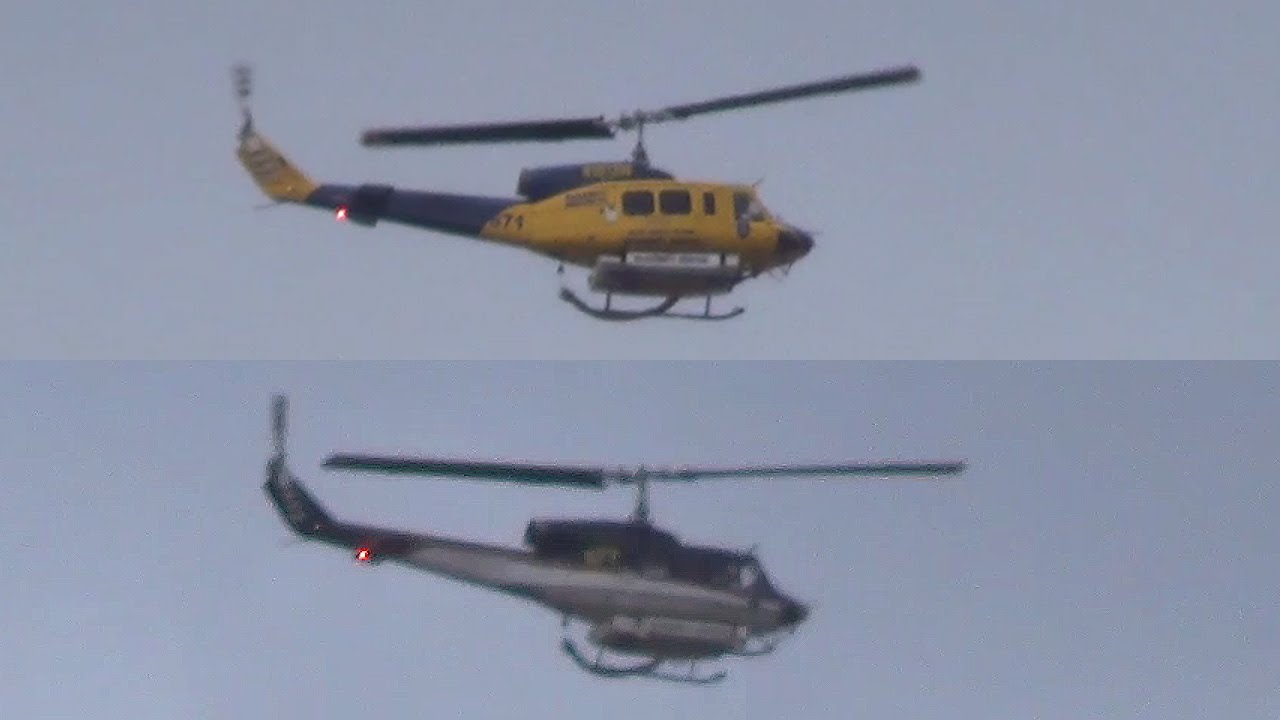 2022-10-25: Fire Helicopters - Bell 214B-1 (N1073W | Helitak 671) (N217PJ | Helitak 677)