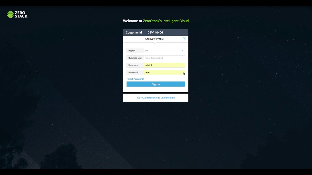 ZeroStack Initial Setup Tutorial