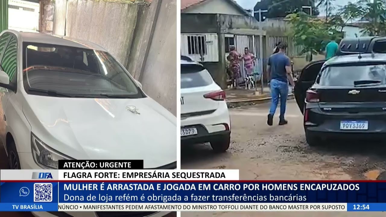 DF ALERTA - Mulher é arrastada e jogada em carro por homens encapuzados