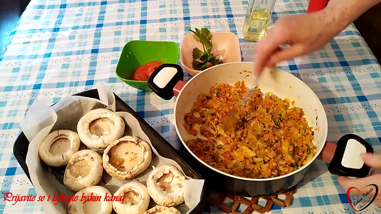 Bakina kuhinja - posni punjeni šampinjoni  delikates (lean stuffed mushrooms...)