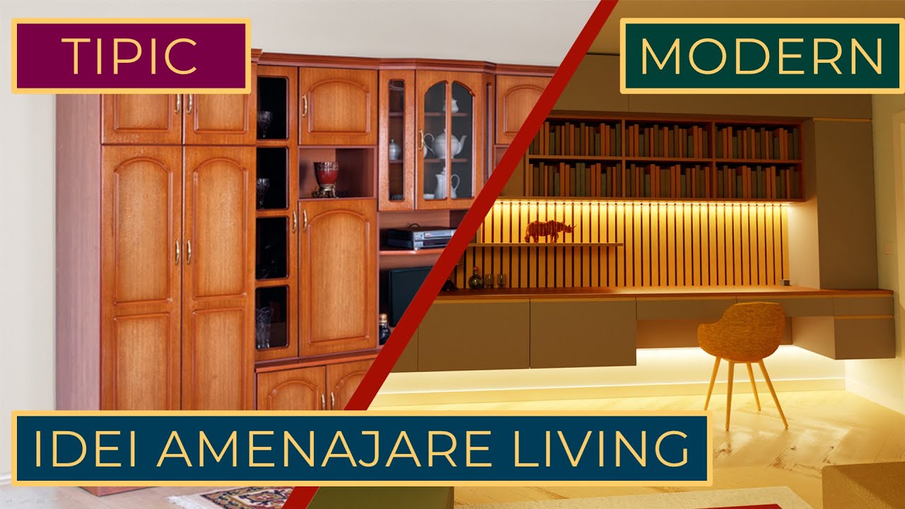 Idei amenajare mobila living 2021 - Birou incorporat in biblioteca pentru lucrul de acasa