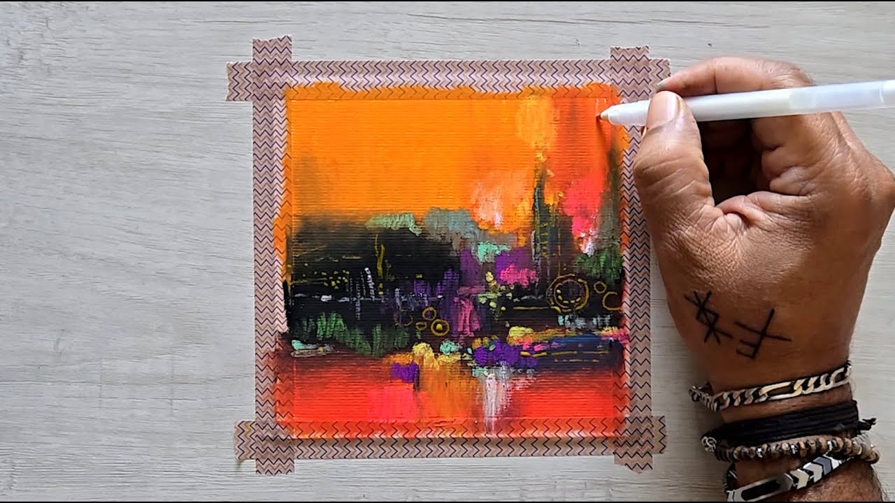 Easy Abstract Painting / Using Oil Pastels / Oil Pastel Drawing