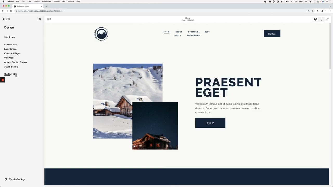 Keeping centered navigation links in one single line, in Squarespace 7.1