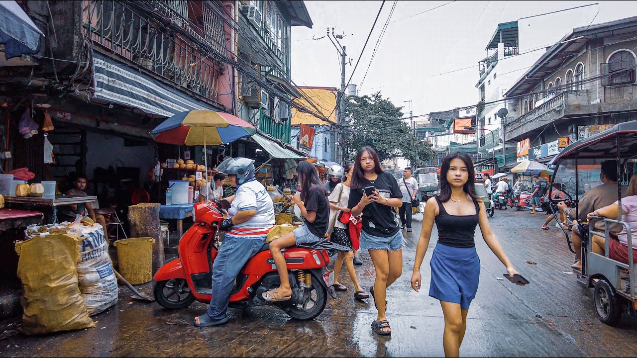 Walking Wet Streets of Tondo Manila Philippines