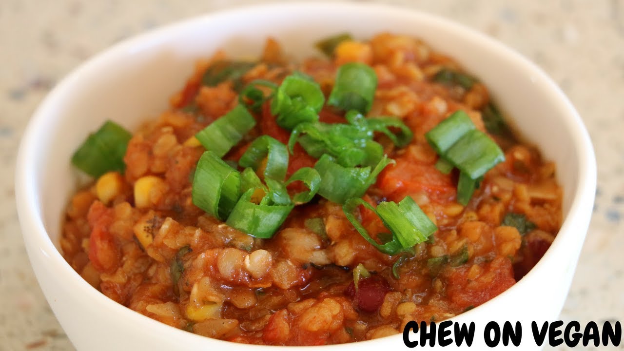Chef AJ's red lentil chili with a twist!